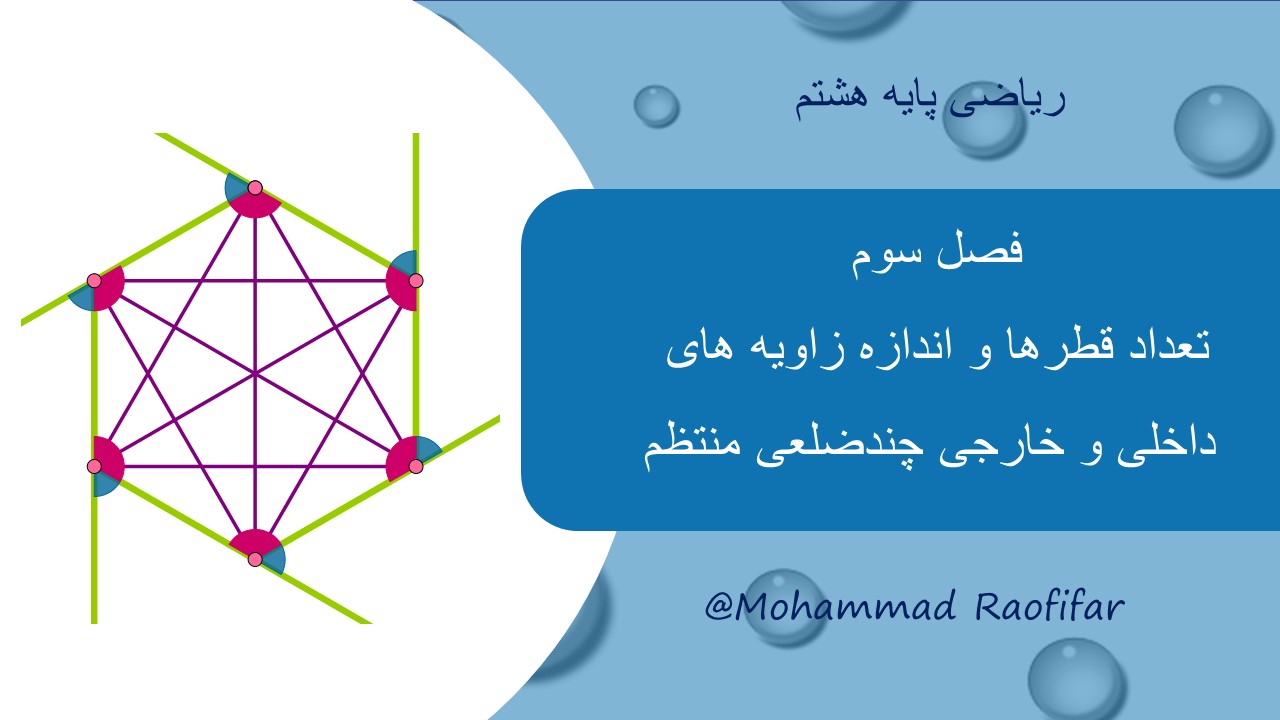 تعداد قطرها و اندازه زاویه های داخلی و خارجی چندضلعی های منتظم